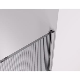 CERANO - Sprchová zástěna Walk-in Crystal T L/P - 8 mm - bezvzpěrový systém + polička/držák na ručníky - chrom, rýhované sklo - 140x90x200 cm