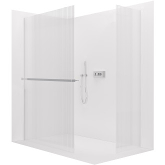 CERANO - Sprchová zástěna Walk-in Crystal T L/P - 8 mm - bezvzpěrový systém + polička/držák na ručníky - chrom, rýhované sklo - 160x60x200 cm