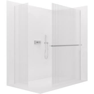 CERANO - Sprchová zástěna Walk-in Crystal T L/P - 8 mm - bezvzpěrový systém + polička/držák na ručníky - chrom, rýhované sklo - 80x50x200 cm