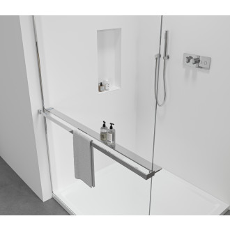 CERANO - Sprchová zástěna Walk-in Crystal T L/P - 8 mm - bezvzpěrový systém + polička/držák na ručníky - chrom, transparentní sklo - 60x50x200 cm