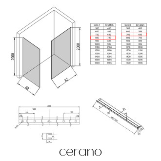 CERANO - Sprchová zástěna Walk-in Crystal T L/P - 8 mm - bezvzpěrový systém + polička/držák na ručníky - chrom, transparentní sklo - 80x70x200 cm