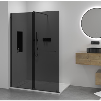 CERANO - Sprchová zástěna Walk-in Medin L/P - 8 mm - černá matná, grafitové sklo - 130x195 cm - dvoudílná posuvná