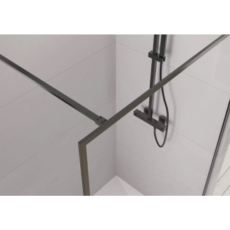 CERANO - Sprchová zástěna Walk-in Moreli L/P + polička/držák na ručníky - černá matná, transparentní sklo - 100x200 cm