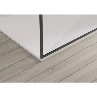 CERANO - Sprchová zástěna Walk-in Moreli L/P + polička/držák na ručníky - černá matná, transparentní sklo - 140x200 cm