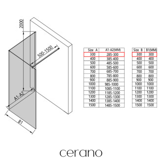 CERANO - Sprchová zástěna Walk-in Onyx Corner Cube L/P - 8 mm - hranatá vzpěra - černá matná, grafitové sklo - 30x30x200 cm