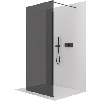 CERANO - Sprchová zástěna Walk-in Onyx Corner Cube L/P - 8 mm - hranatá vzpěra - černá matná, grafitové sklo - 80x30x200 cm