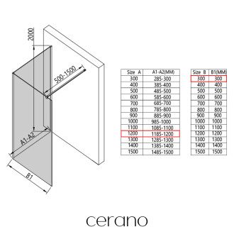 CERANO - Sprchová zástěna Walk-in Onyx Corner Cube L/P - 8 mm - hranatá vzpěra - černá matná, mléčné sklo - 120x30x200 cm