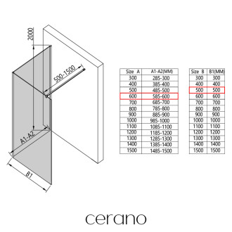 CERANO - Sprchová zástěna Walk-in Onyx Corner Cube L/P - 8 mm - hranatá vzpěra - černá matná, mléčné sklo - 60x50x200 cm