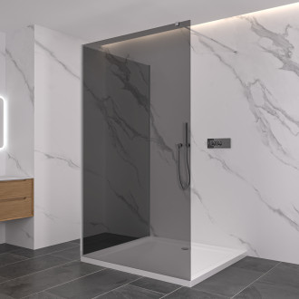 CERANO - Sprchová zástěna Walk-in Onyx Corner Cube L/P - 8 mm - hranatá vzpěra - chrom, grafitové sklo - 60x40x200 cm