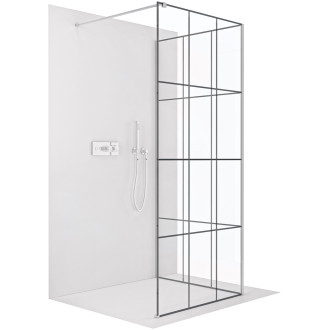 CERANO - Sprchová zástěna Walk-in Onyx Corner Cube L/P - 8 mm - hranatá vzpěra - chrom, industriální sklo - 110x100x200 cm