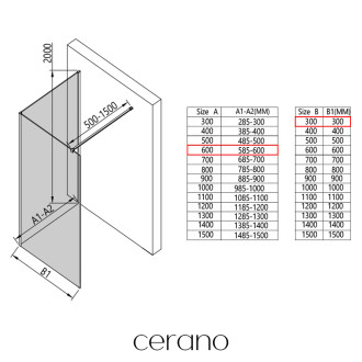 CERANO - Sprchová zástěna Walk-in Onyx Corner Cube L/P - 8 mm - hranatá vzpěra - chrom, mléčné sklo - 60x30x200 cm