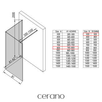 CERANO - Sprchová zástěna Walk-in Onyx Corner Cube L/P - 8 mm - hranatá vzpěra - chrom, mléčné sklo - 80x30x200 cm