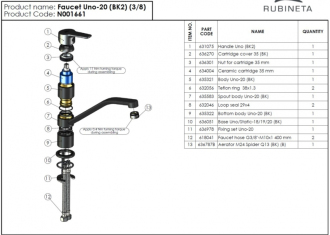 Dřezová baterie Rubineta UNO-20 NEW, černá barva