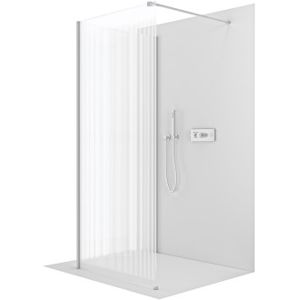 CERANO - Sprchová zástěna Walk-in Onyx Corner Cube L/P - 8 mm - hranatá vzpěra - chrom, rýhované sklo - 140x90x200 cm