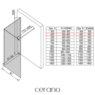 CERANO - Sprchová zástěna Walk-in Onyx Corner Round L/P - 8 mm - kulatá vzpěra - černá matná, grafitové sklo - 40x40x200 cm