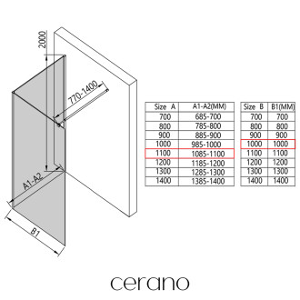 CERANO - Sprchová zástěna Walk-in Onyx Corner Round L/P - 8 mm - kulatá vzpěra - černá matná, industriální sklo - 110x100x200 cm