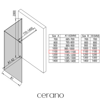 CERANO - Sprchová zástěna Walk-in Onyx Corner Round L/P - 8 mm - kulatá vzpěra - černá matná, industriální sklo - 110x110x200 cm