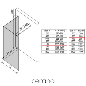 CERANO - Sprchová zástěna Walk-in Onyx Corner Round L/P - 8 mm - kulatá vzpěra - černá matná, industriální sklo - 120x90x200 cm