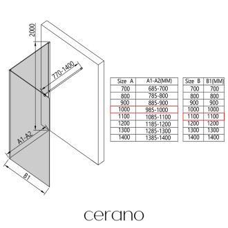 CERANO - Sprchová zástěna Walk-in Onyx Corner Round L/P - 8 mm - kulatá vzpěra - černá matná, mléčné sklo - 100x110x200 cm