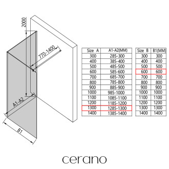 CERANO - Sprchová zástěna Walk-in Onyx Corner Round L/P - 8 mm - kulatá vzpěra - černá matná, mléčné sklo - 130x60x200 cm