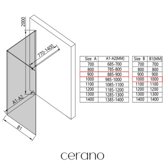 CERANO - Sprchová zástěna Walk-in Onyx Corner Round L/P - 8 mm - kulatá vzpěra - černá matná, mléčné sklo - 90x100x200 cm