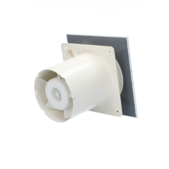 Axiální ventilátory na zeď či do stropu E100 GTH, HYGRO, s časovačem, sklo bílé