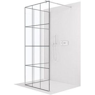 CERANO - Sprchová zástěna Walk-in Onyx Corner Round L/P - 8 mm - kulatá vzpěra - chrom, industriální sklo - 110x110x200 cm