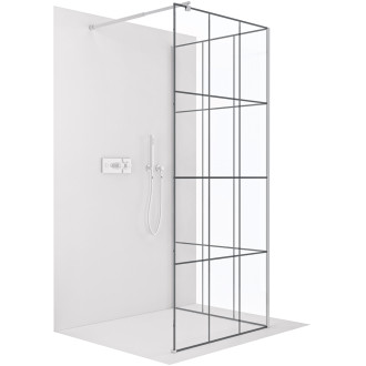 CERANO - Sprchová zástěna Walk-in Onyx Corner Round L/P - 8 mm - kulatá vzpěra - chrom, industriální sklo - 120x90x200 cm