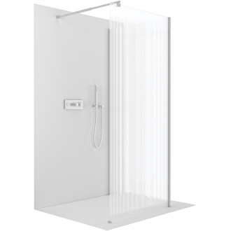 CERANO - Sprchová zástěna Walk-in Onyx Corner Round L/P - 8 mm - kulatá vzpěra - chrom, rýhované sklo - 130x130x200 cm