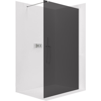 CERANO - Sprchová zástěna Walk-in Onyx Cube L/P - 10 mm - hranatá vzpěra - chrom, grafitové sklo - 110x200 cm