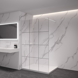 CERANO - Sprchová zástěna Walk-in Onyx Cube L/P - 8 mm - hranatá vzpěra  - bílá matná, industriální sklo - 160x200 cm