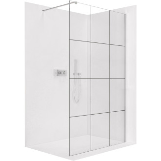 CERANO - Sprchová zástěna Walk-in Onyx Cube L/P - 8 mm - hranatá vzpěra  - chrom, industriální sklo - 110x200 cm