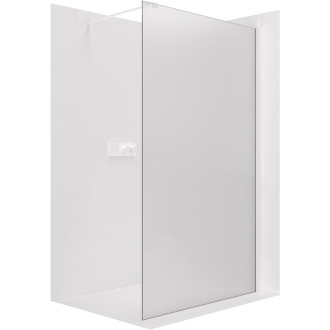 CERANO - Sprchová zástěna Walk-in Onyx Cube L/P - 8 mm - hranatá vzpěra - bílá matná, mléčné sklo - 50x200 cm