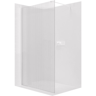 CERANO - Sprchová zástěna Walk-in Onyx Cube L/P - 8 mm - hranatá vzpěra - bílá matná, rýhované sklo - 110x200 cm