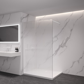 CERANO - Sprchová zástěna Walk-in Onyx Cube L/P - 8 mm - hranatá vzpěra - bílá matná, rýhované sklo - 130x200 cm