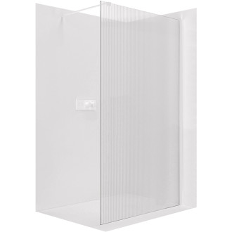 CERANO - Sprchová zástěna Walk-in Onyx Cube L/P - 8 mm - hranatá vzpěra - bílá matná, rýhované sklo - 50x200 cm