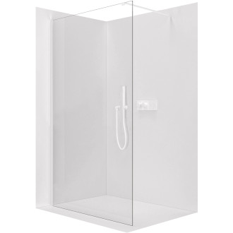 CERANO - Sprchová zástěna Walk-in Onyx Cube L/P - 8 mm - hranatá vzpěra - bílá matná, transparentní sklo - 120x200 cm