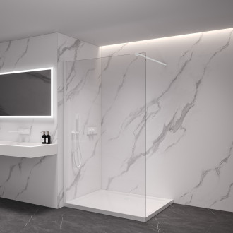 CERANO - Sprchová zástěna Walk-in Onyx Cube L/P - 8 mm - hranatá vzpěra - bílá matná, transparentní sklo - 50x200 cm