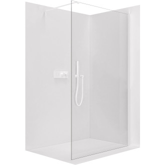 CERANO - Sprchová zástěna Walk-in Onyx Cube L/P - 8 mm - hranatá vzpěra - bílá matná, transparentní sklo - 90x200 cm