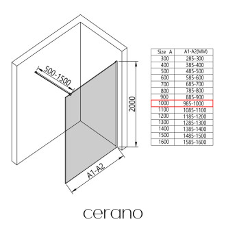 CERANO - Sprchová zástěna Walk-in Onyx Cube L/P - 8 mm - hranatá vzpěra - černá matná, mléčné sklo - 100x200 cm