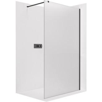 CERANO - Sprchová zástěna Walk-in Onyx Cube L/P - 8 mm - hranatá vzpěra - černá matná, mléčné sklo - 110x200 cm