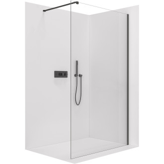 CERANO - Sprchová zástěna Walk-in Onyx Cube L/P - 8 mm - hranatá vzpěra - černá matná, transparentní sklo - 80x200 cm