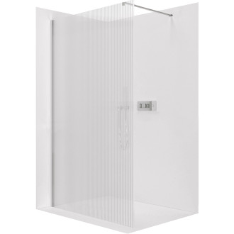 CERANO - Sprchová zástěna Walk-in Onyx Cube L/P - 8 mm - hranatá vzpěra - chrom, rýhované sklo - 160x200 cm