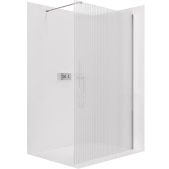 CERANO - Sprchová zástěna Walk-in Onyx Cube L/P - 8 mm - hranatá vzpěra - chrom, rýhované sklo - 60x200 cm