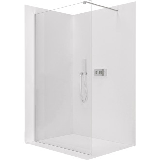 CERANO - Sprchová zástěna Walk-in Onyx Cube L/P - 8 mm - hranatá vzpěra - chrom, transparentní sklo - 140x200 cm