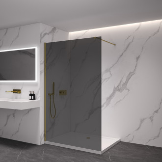 CERANO - Sprchová zástěna Walk-in Onyx Cube L/P - 8 mm - hranatá vzpěra - zlatá, grafitové sklo - 70x200 cm