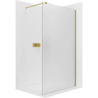CERANO - Sprchová zástěna Walk-in Onyx Cube L/P - 8 mm - hranatá vzpěra - zlatá, mléčné sklo - 30x200 cm