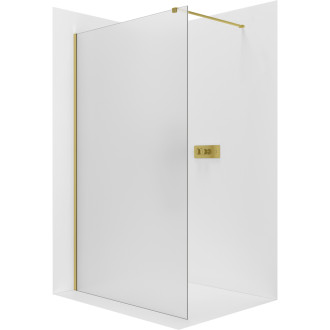 CERANO - Sprchová zástěna Walk-in Onyx Cube L/P - 8 mm - hranatá vzpěra - zlatá, mléčné sklo - 70x200 cm