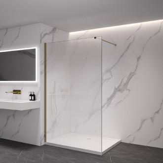 CERANO - Sprchová zástěna Walk-in Onyx Cube L/P - 8 mm - hranatá vzpěra - zlatá kartáčovaná, rýhované sklo - 120x200 cm