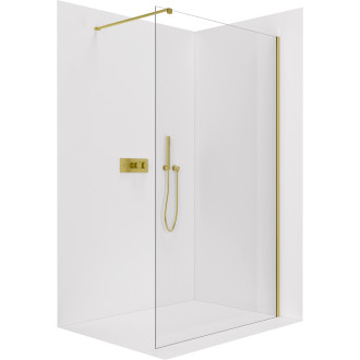 CERANO - Sprchová zástěna Walk-in Onyx Cube L/P - 8 mm - hranatá vzpěra - zlatá, transparentní sklo - 70x200 cm